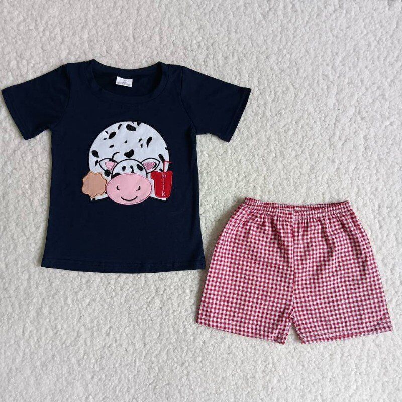 Embroidery cow boy summer set