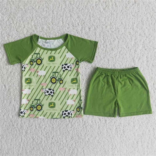 Boy set summer Green farm short sleeve