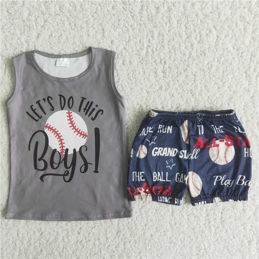 Boy set summer Grey baseball short sleeve