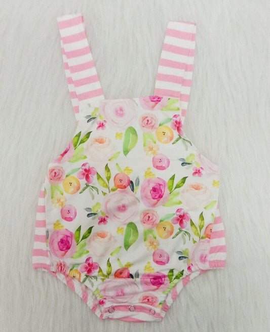 pink flowers baby girls romper