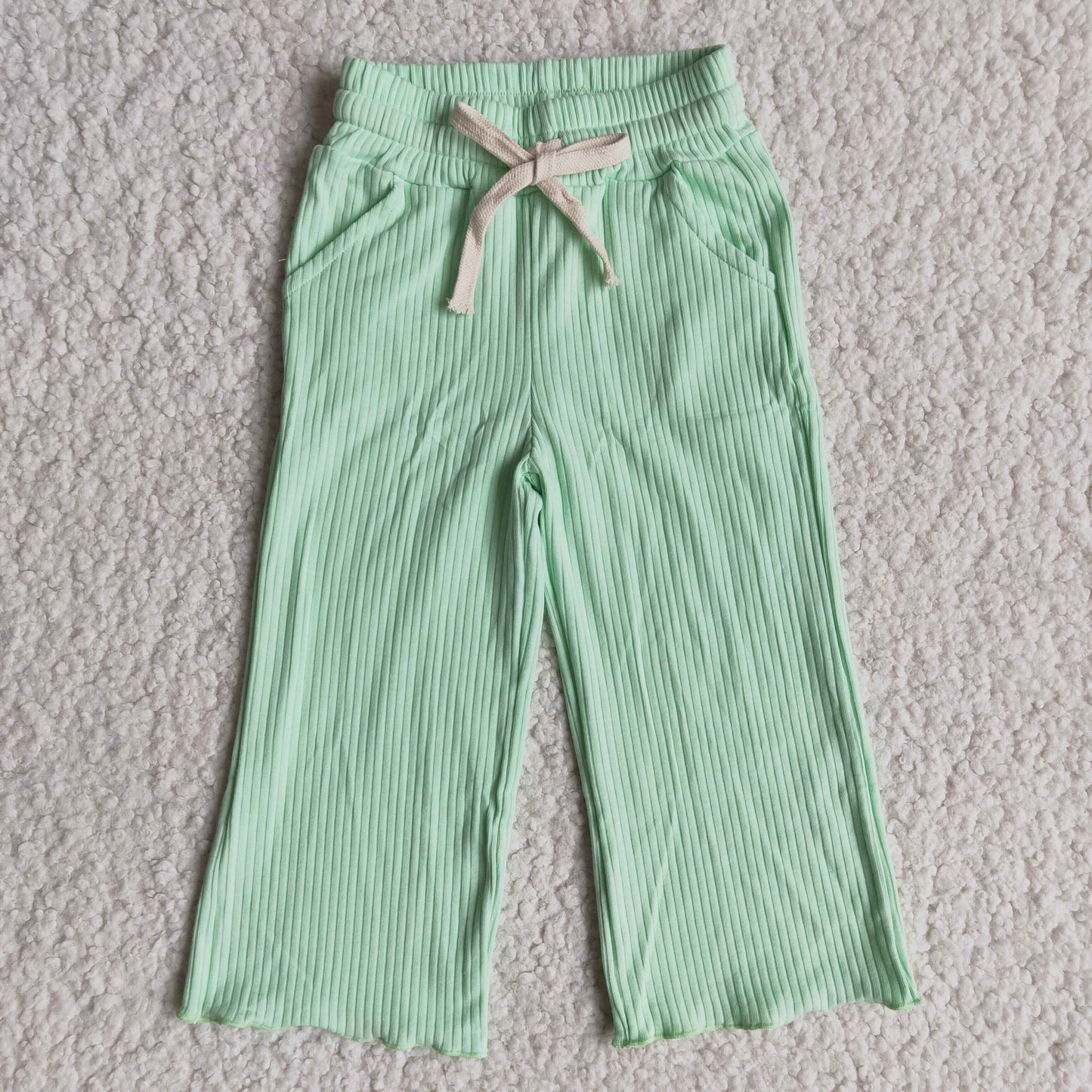 green straight Solid 100%cotton pants