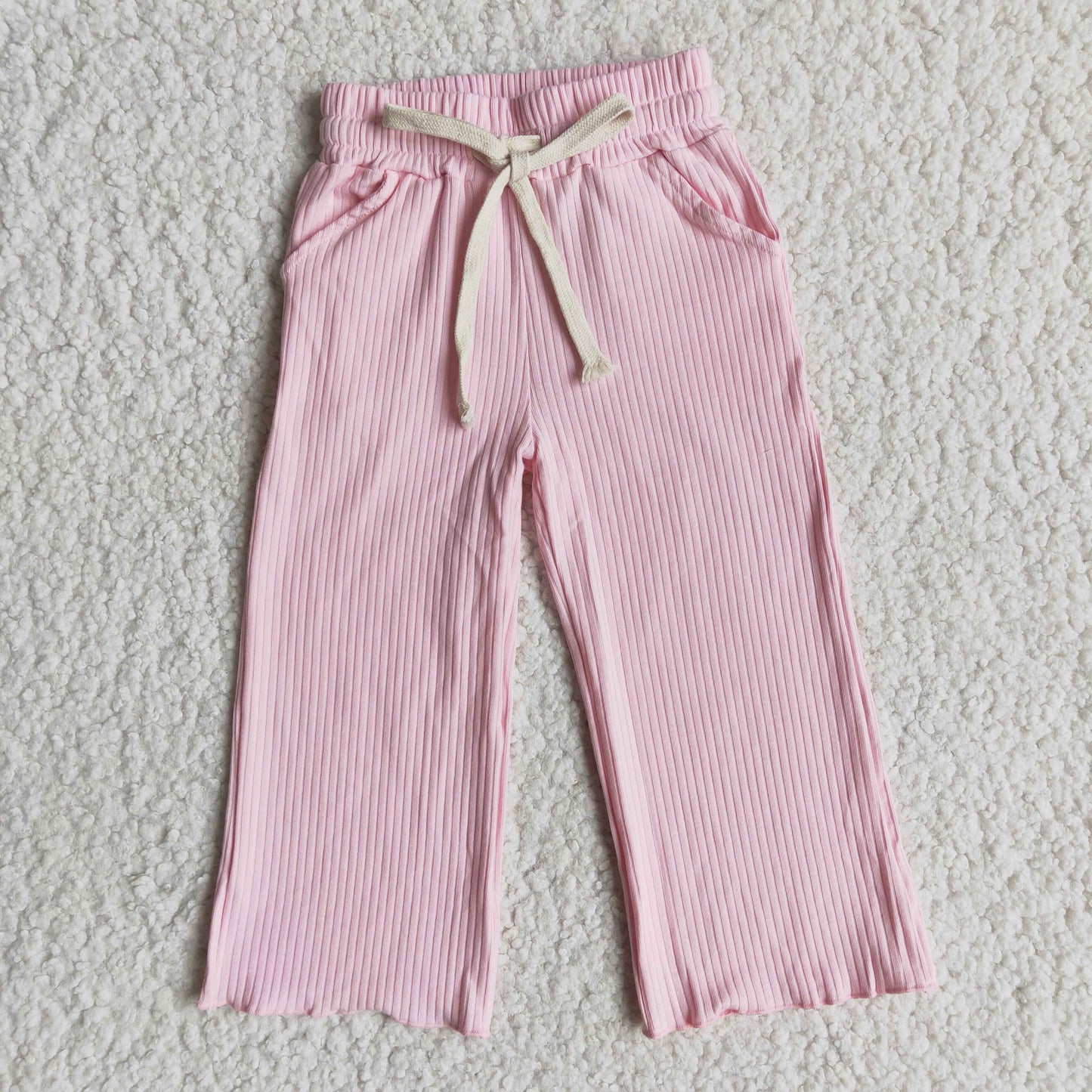 light pink straight Solid 100%cotton pants