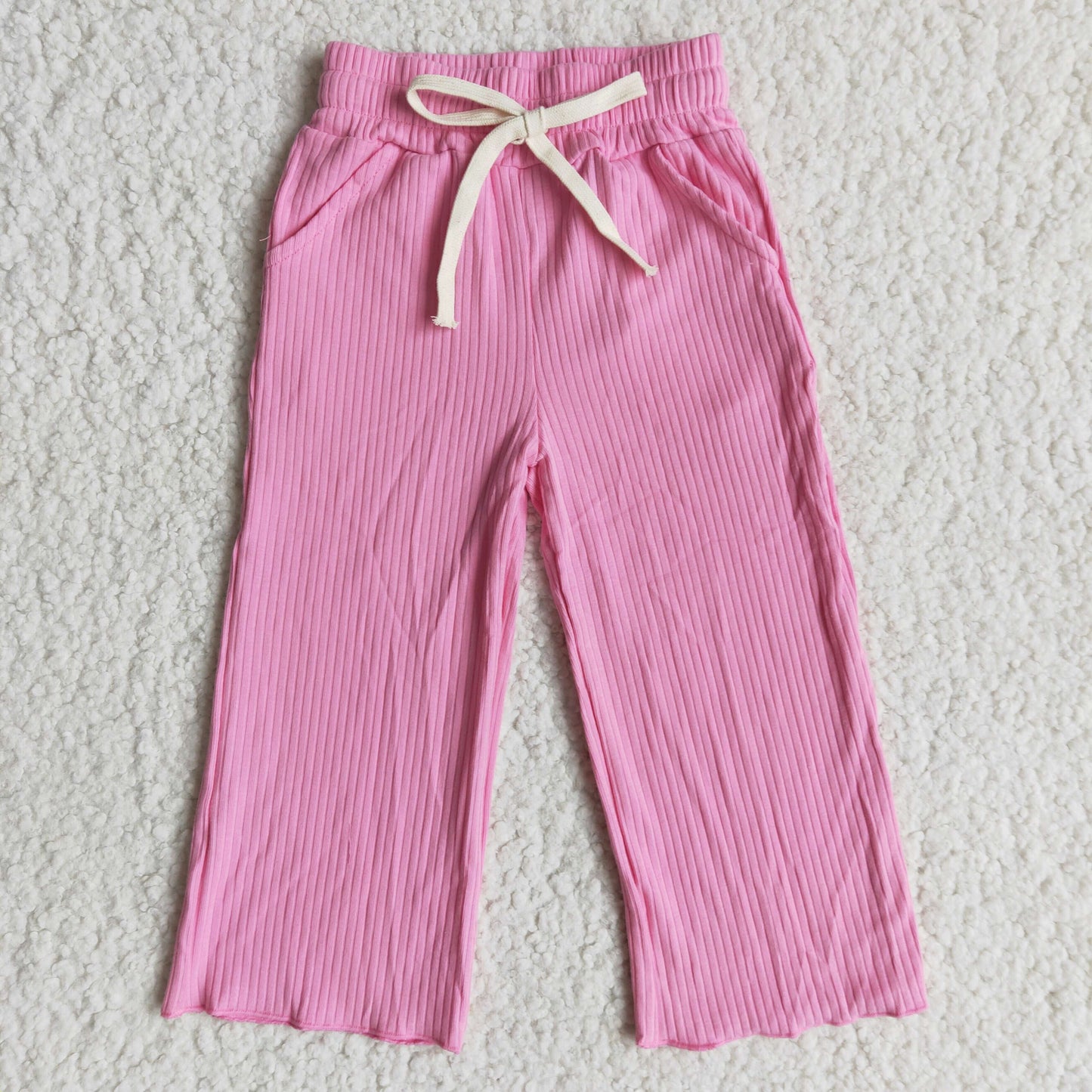 pink straight Solid 100%cotton pants