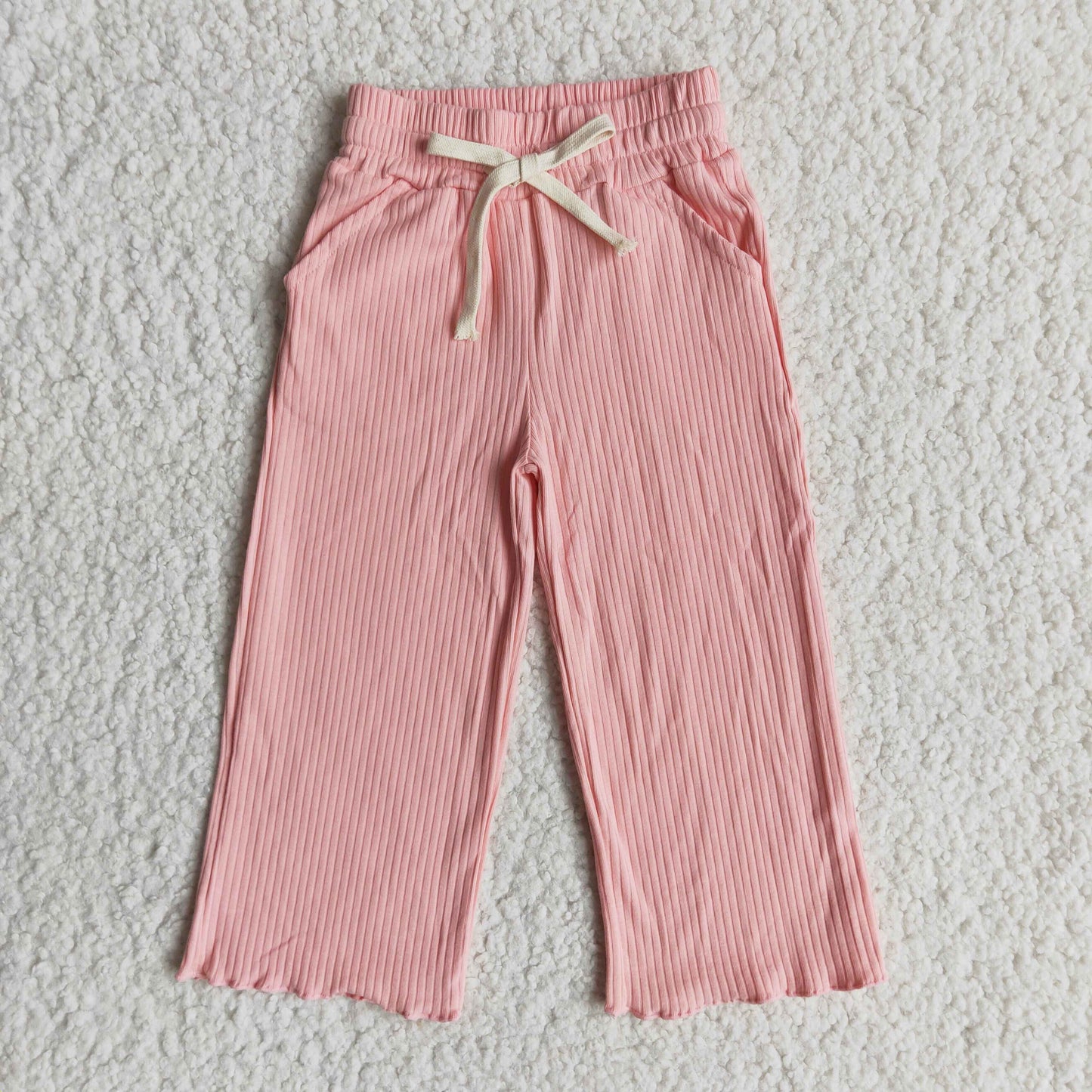 pink straight Solid 100%cotton pants