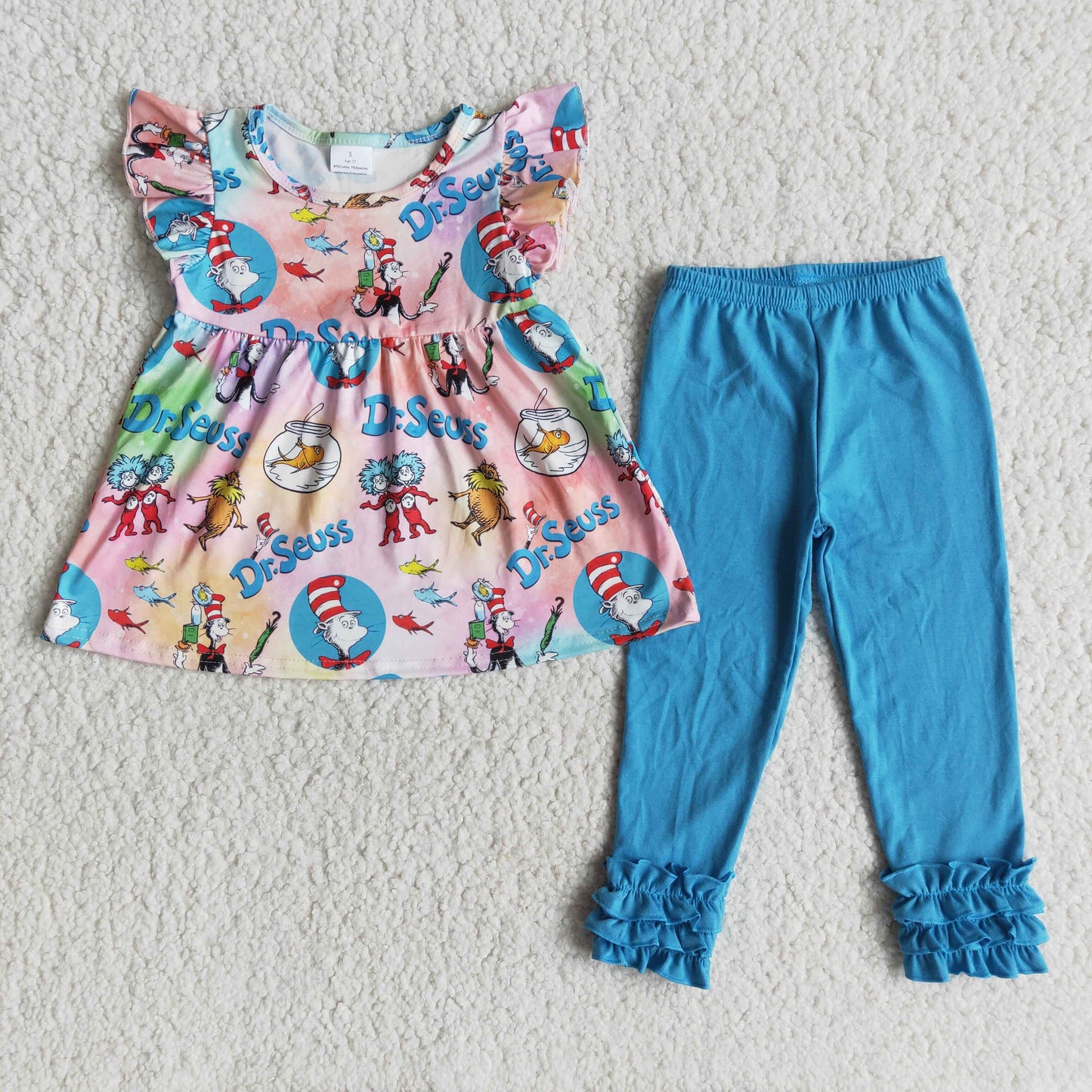 blue cartoon Boutique girl outfits