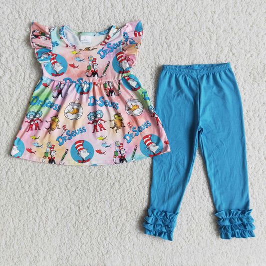 blue cartoon Boutique girl outfits