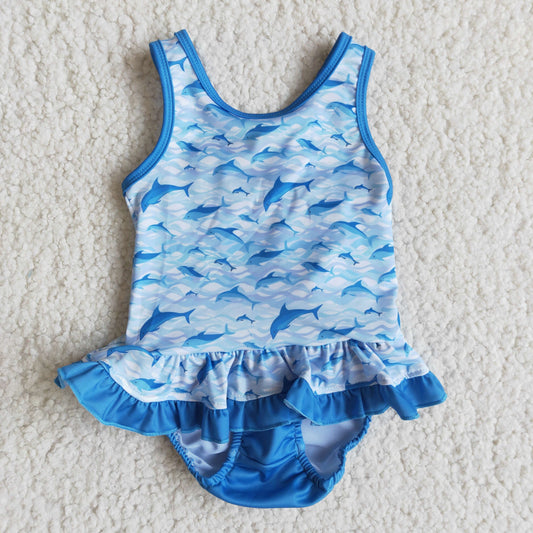 blue girls summer Swimsuit