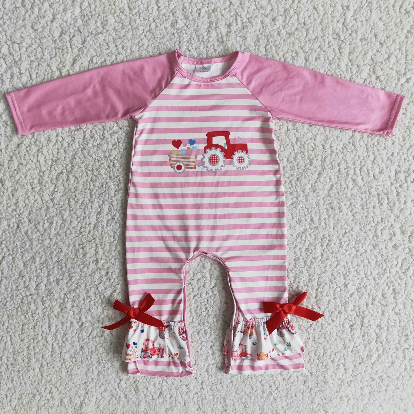 Valentine's Day pink girls romper
