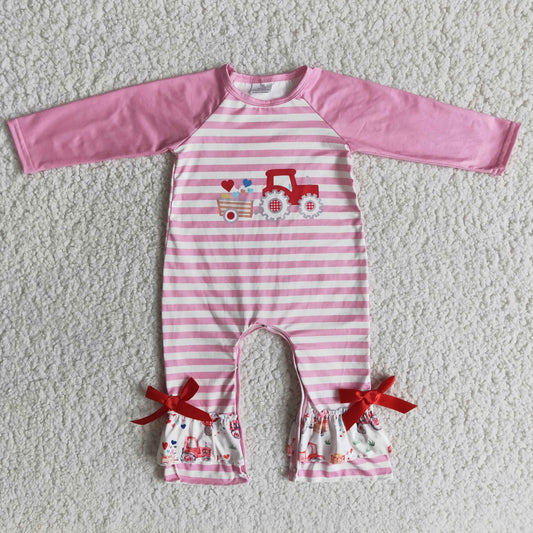 Valentine's Day pink girls romper