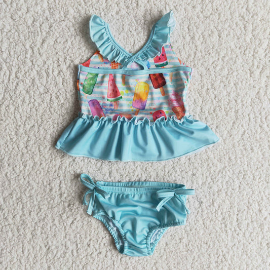 blue ice cream 2pc girls summer Swimsuit