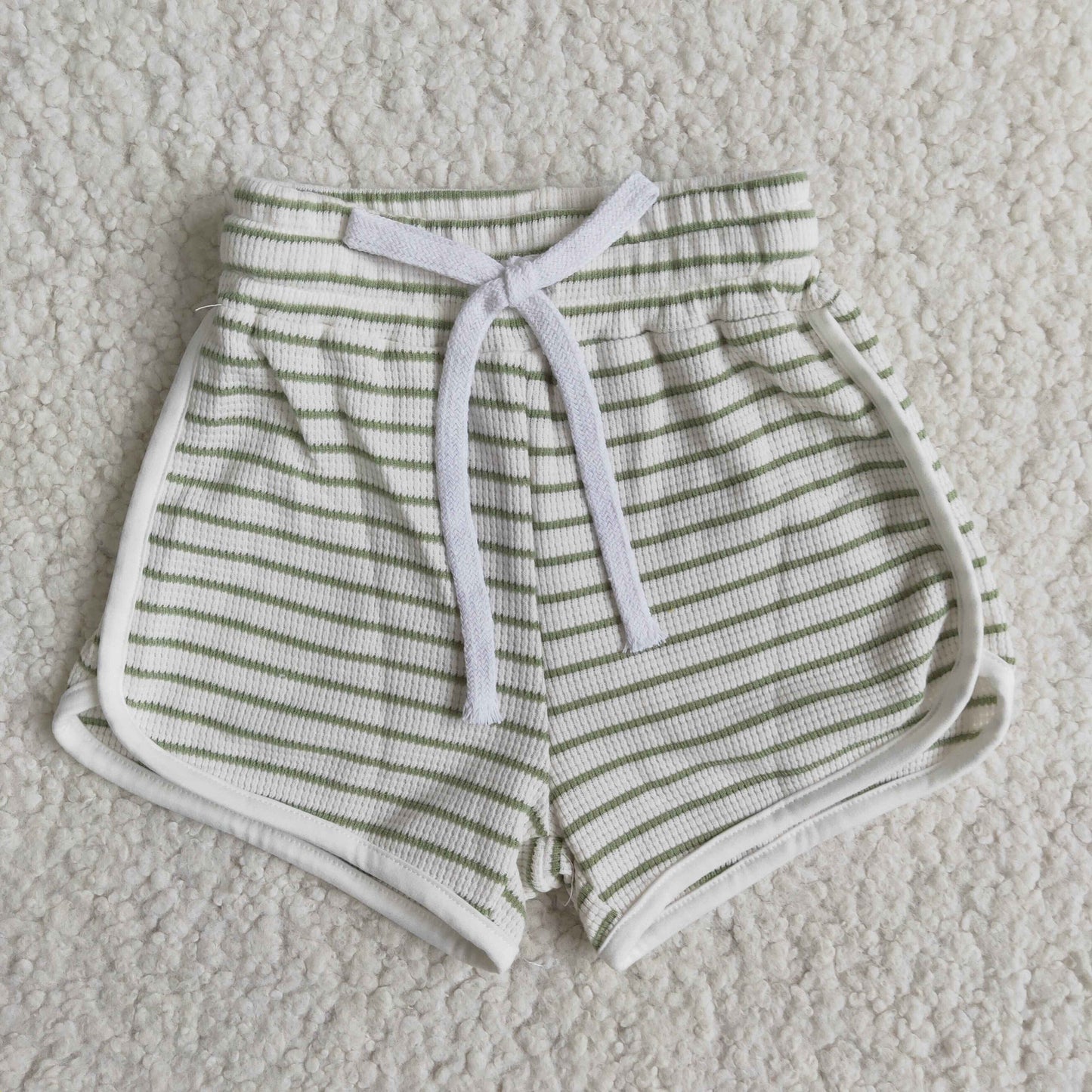 green 100% cotton stripe shorts