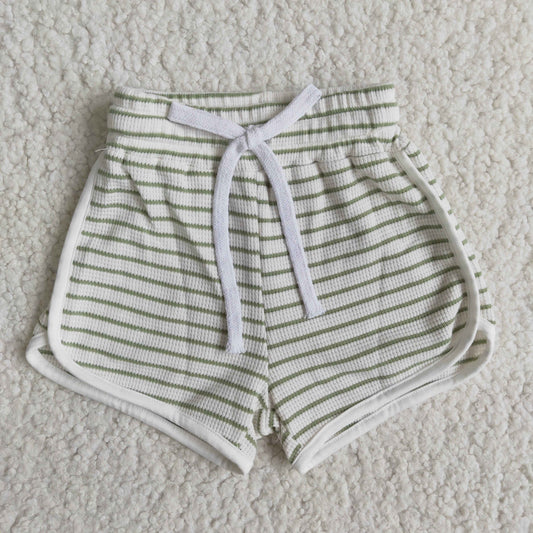 green 100% cotton stripe shorts
