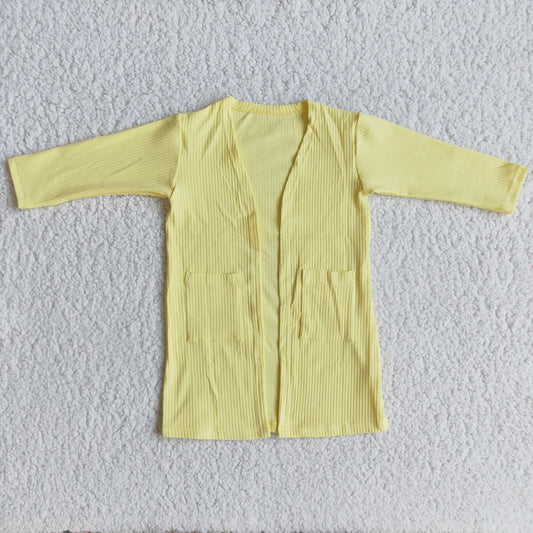 yellow 100%cotton Cardigan
