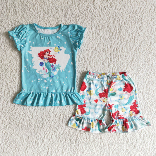 blue cartoon summer girls set