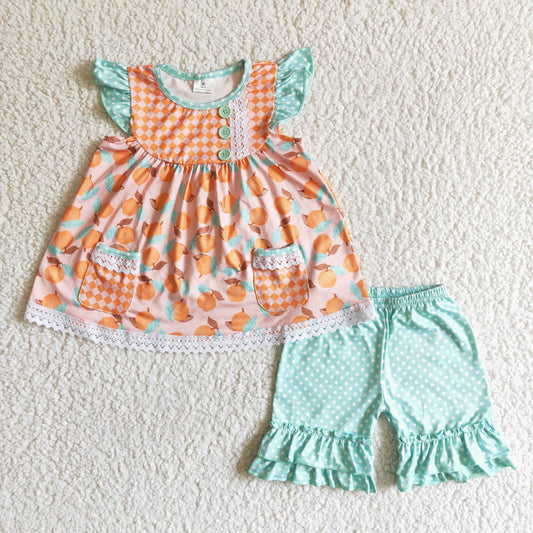 fruit polka dots ruffle summer set
