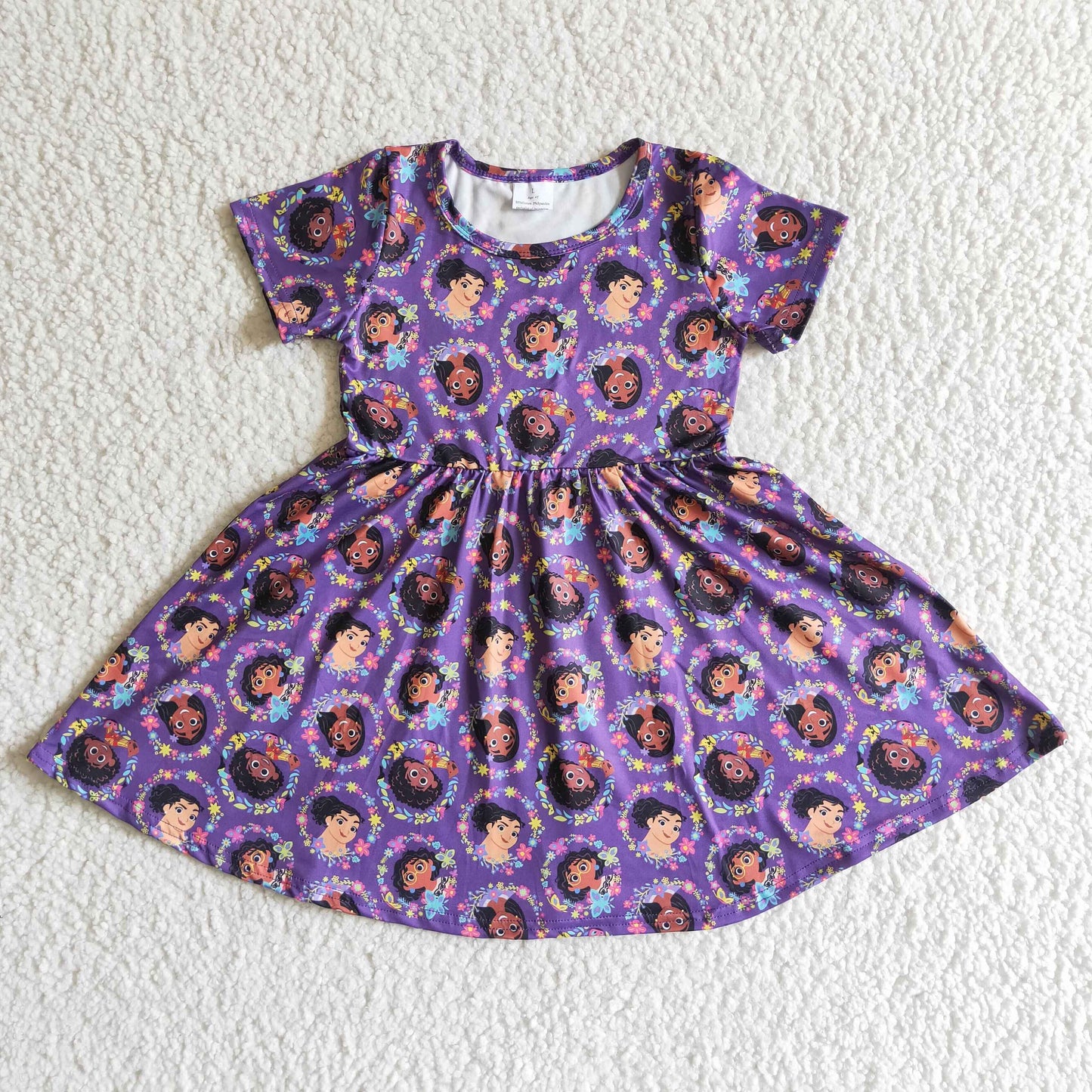 girls Purple cartoon big dress