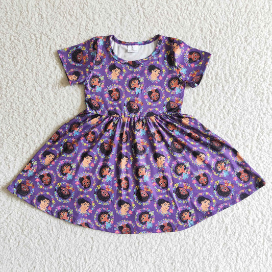 girls Purple cartoon big dress