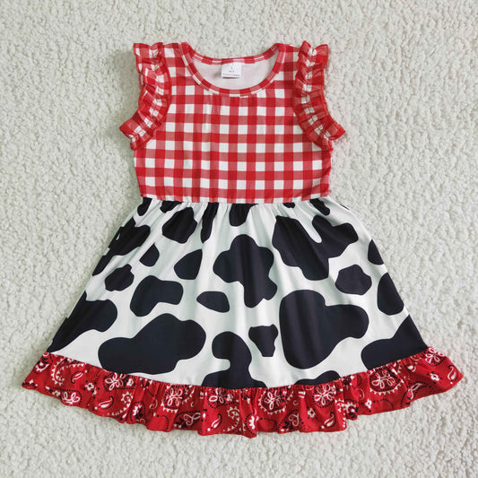 Cow with ruffle girls dress