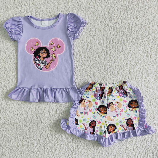 Purple Cartoon girls summer set