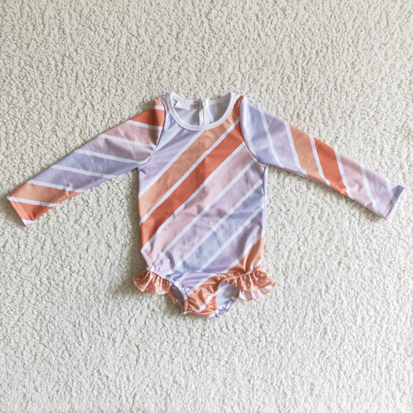 Colorful Purple stripes girls summer Swimsuit