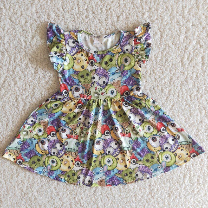 Green Cartoon Ruffle big skirt