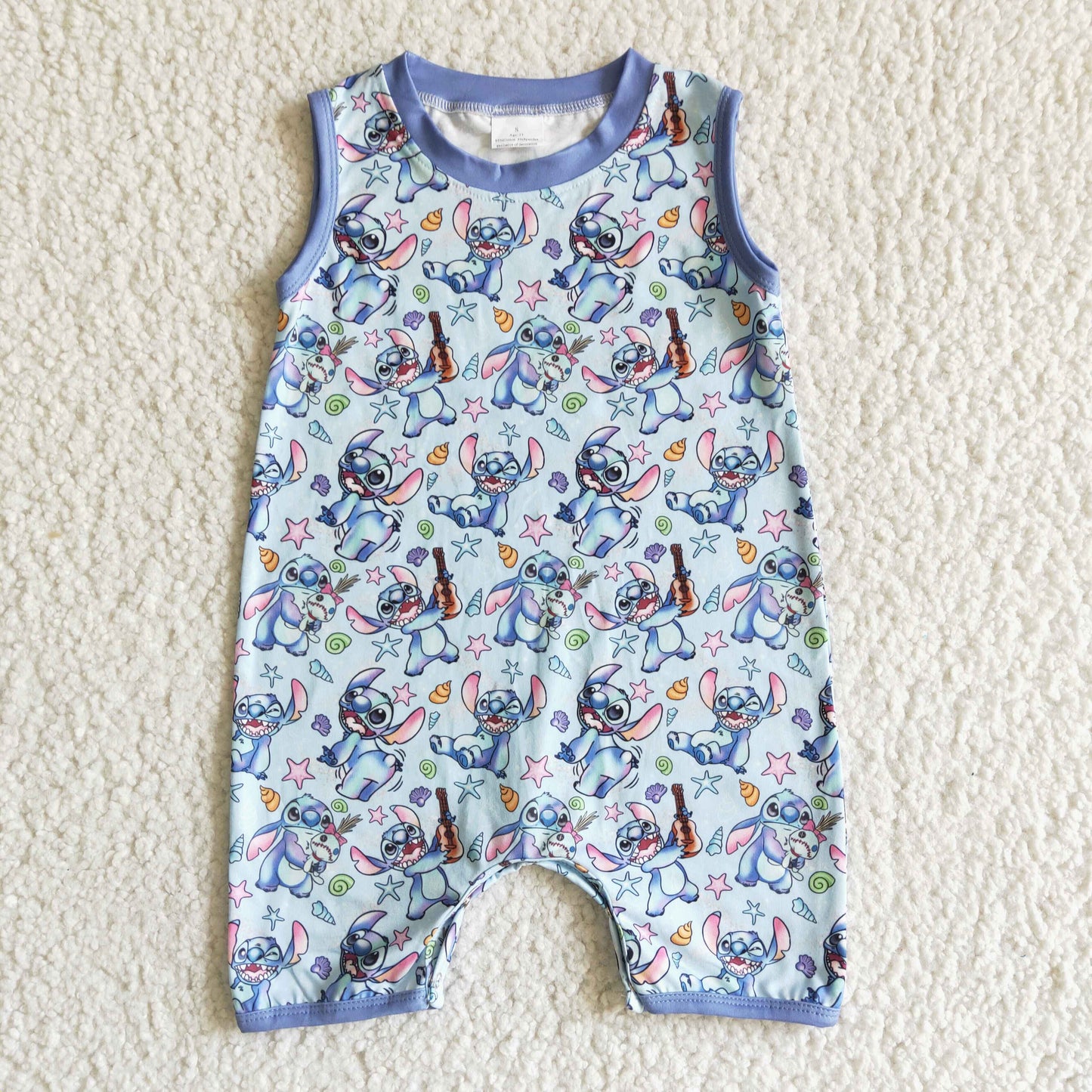 Blue Cartoon Boy romper