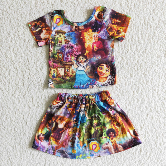 Cartoon Shirt With Dress girls summer set