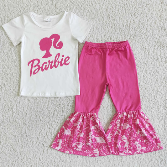 pink girl bell pants outfits
