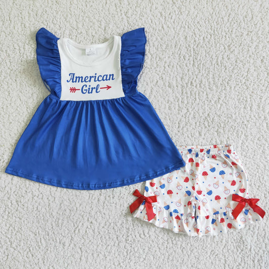American Girl ruffle short summer set