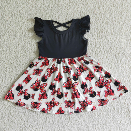 New Cartoon Black Ruffle Girl's Dress