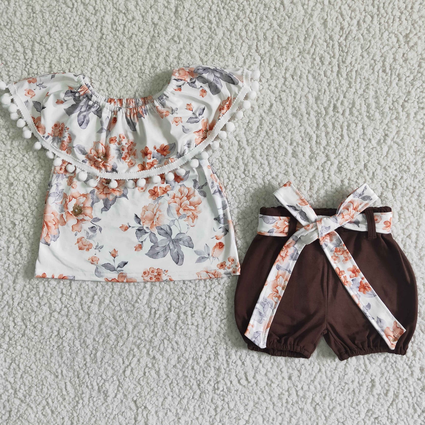 flowers ruffle short summer set