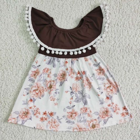 Brown Flowers girls dress