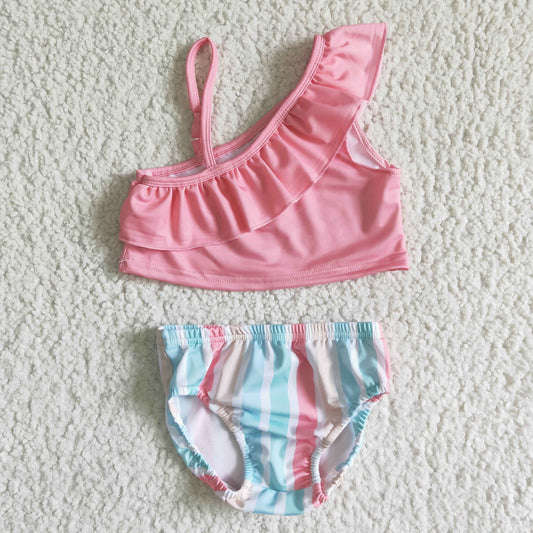 Pink Stripe 2pc girls summer Swimsuit