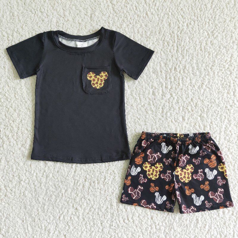 New Boy Set Summer Black Cartoon