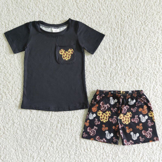 New Boy Set Summer Black Cartoon