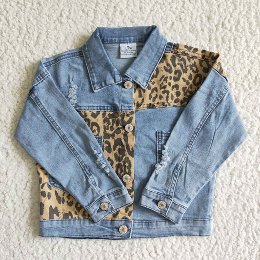 Leopard blue denim jacket