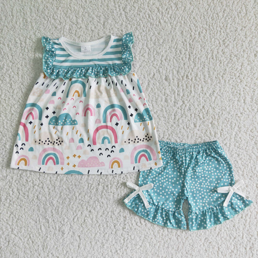 Blue Rainbow girls summer set