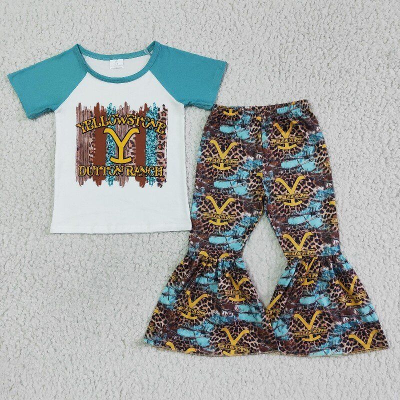 Blue Leopard Bell Pants girl outfits