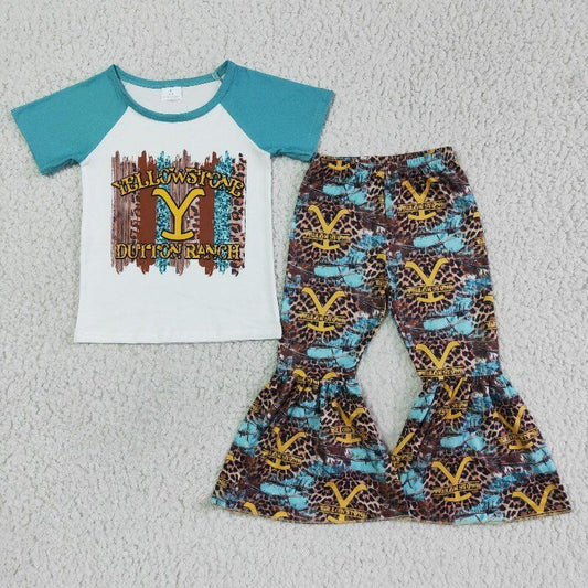 Blue Leopard Bell Pants girl outfits
