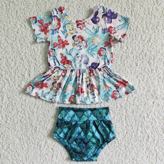 New Cartoon Fish Scales Girls Set Bummies