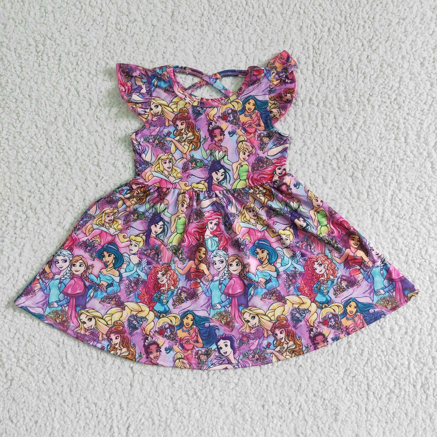 Summer Purple Cartoon Girls Dress