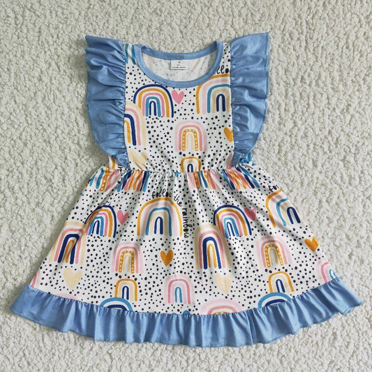 Summer Rainbow Ruffle Girls Dress