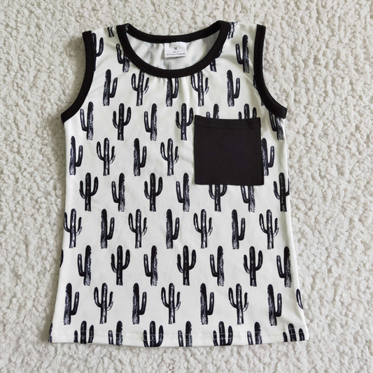 Summer Black Cactus Boy Shirt