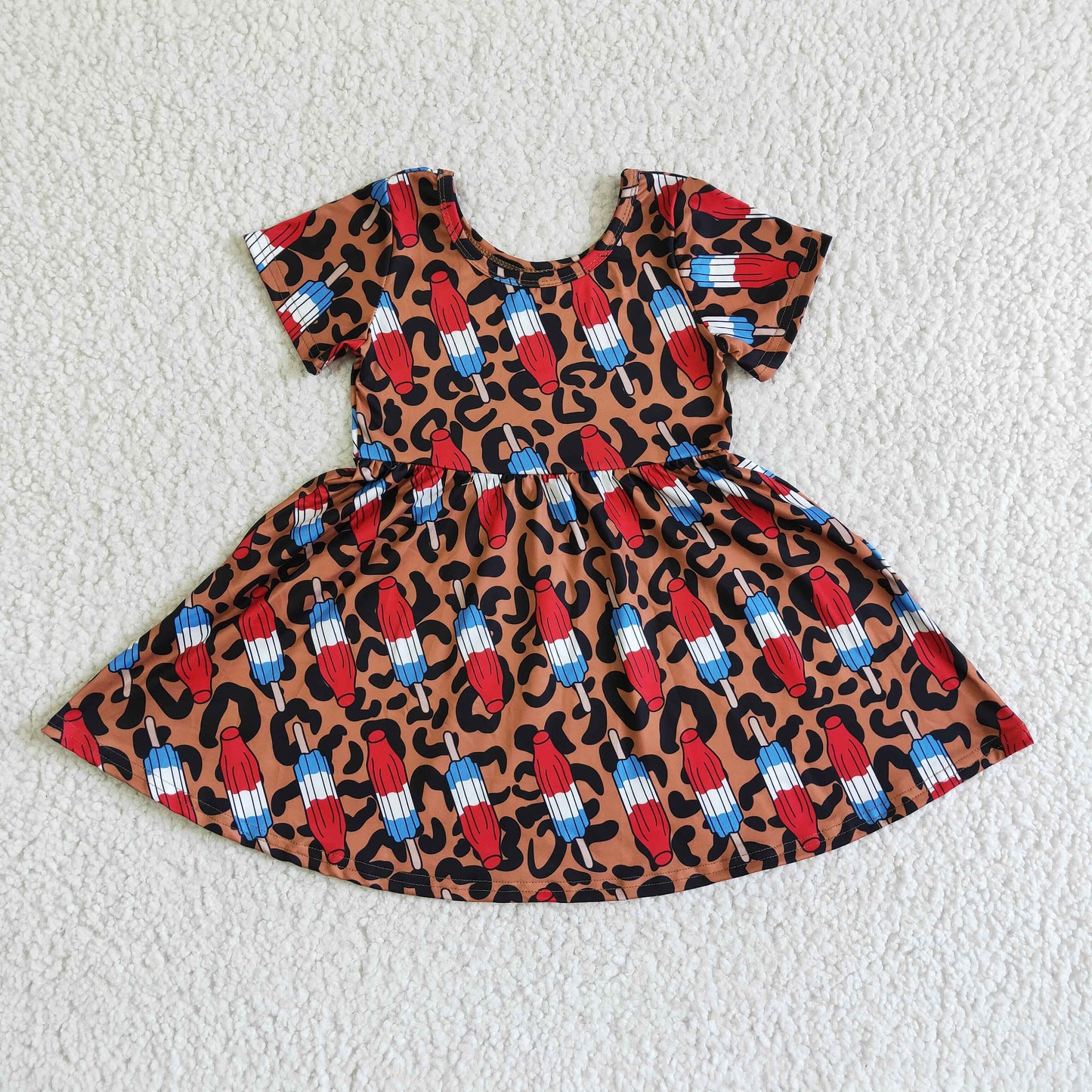 Summer Leopard Ice Cream Girl Big Skirt