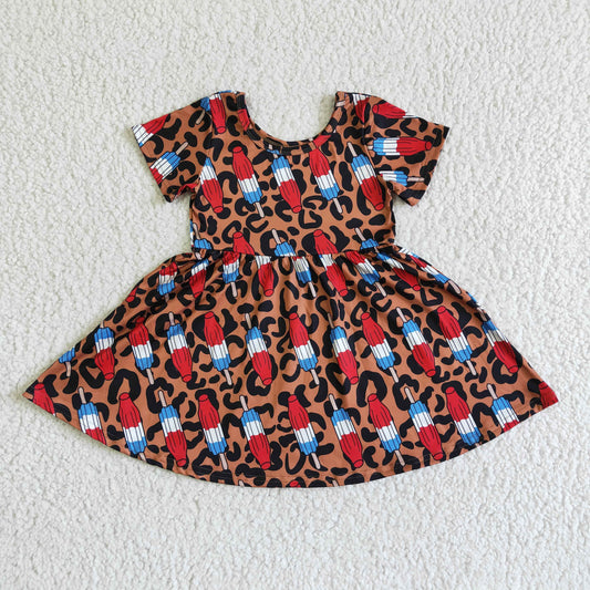 Summer Leopard Ice Cream Girl Big Skirt