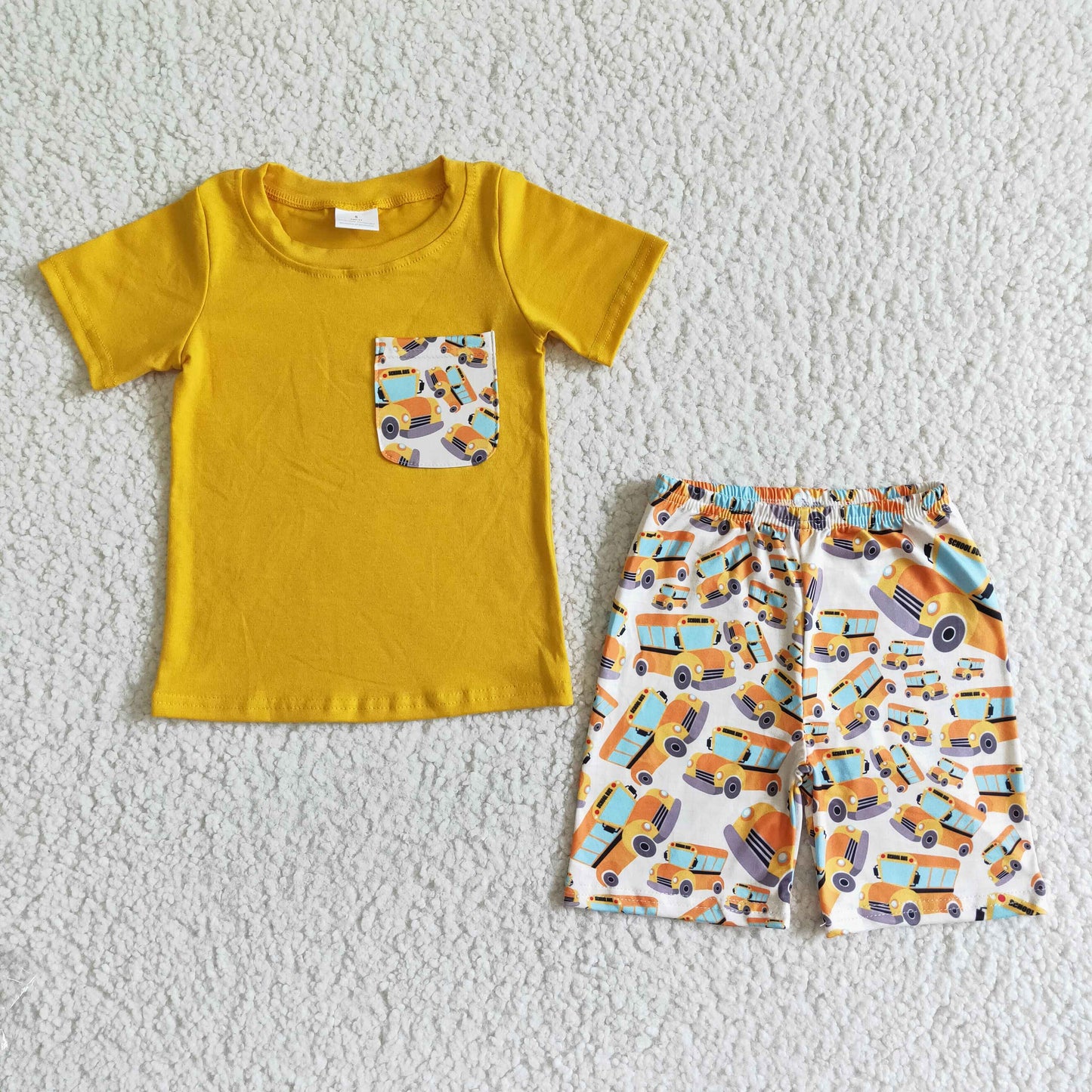 Boy Yellow Bus Summer Set