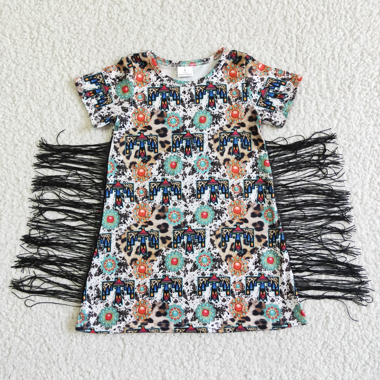 Western Leopard With Tassel Girls's Dress