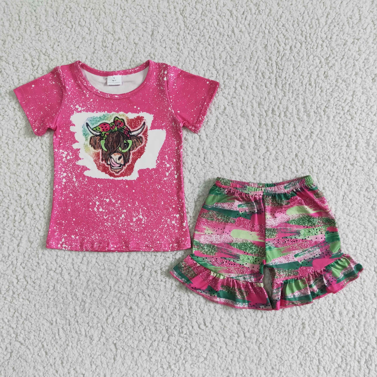Pink Cow Girls Summer Set