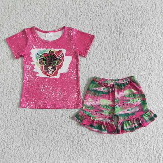 Pink Cow Girls Summer Set
