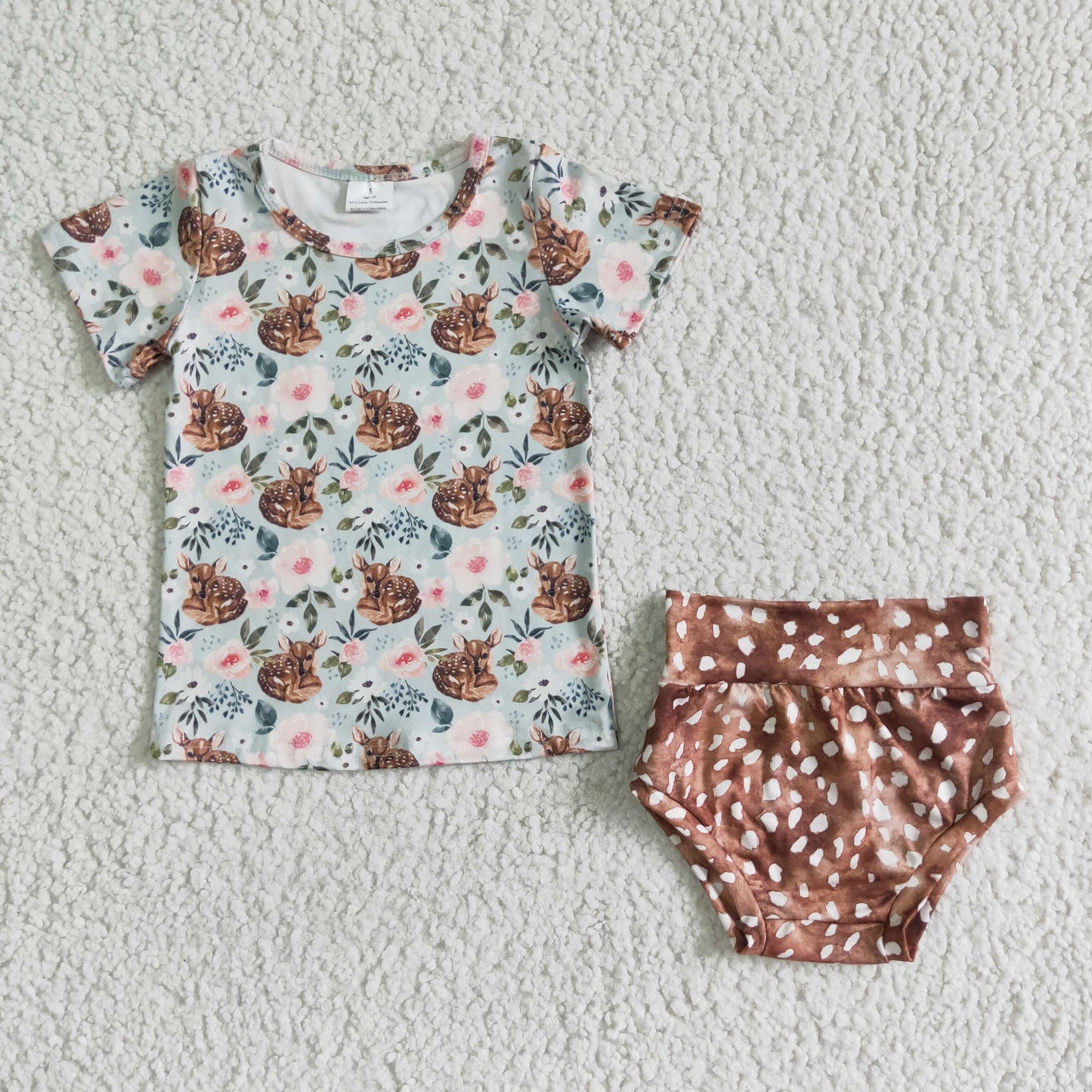 Deer Pattern Girl's Bummies Set